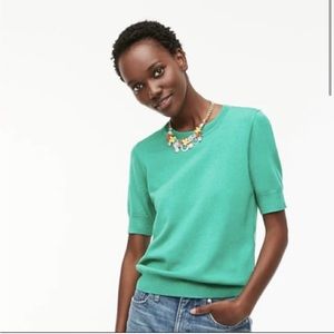 J crew short sleeve silk blend crewneck sweater seafoam green - XXS